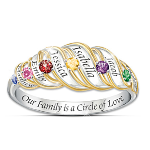 Family Ring With Engraved Names And Birthstones For Mom Family Ring With Engraved Names And Birthstones For Mom