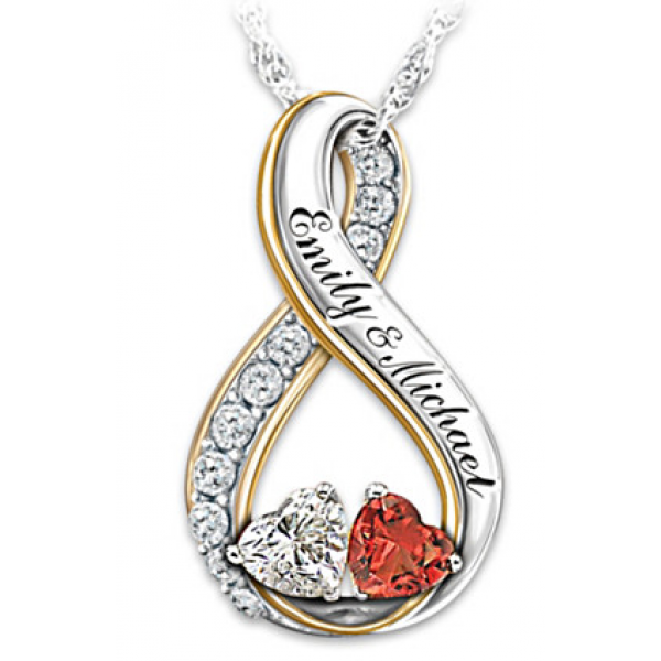 Two Hearts Become Soul Mates Topaz And Garnet Pendant