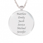 Mother Holds Her Child's Heart Birthstone Pendant With Names
