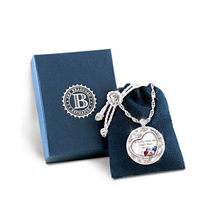 Mother Holds Her Child's Heart Birthstone Pendant With Names Mother Holds Her Child's Heart Birthstone Pendant With Names