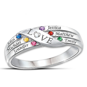 Love Holds Our Family Together Name-Engraved Birthstone Ring Love Holds Our Family Together Name-Engraved Birthstone Ring