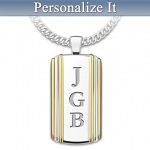 Always My Son Initials-Engraved Dog Tag Pendant Necklace