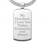 Always, My Grandson Initials-Engraved Dog Tag Pendant