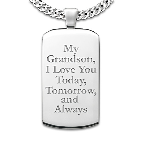 Always, My Grandson Initials-Engraved Dog Tag Pendant Always, My Grandson Initials-Engraved Dog Tag Pendant