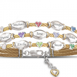Strength Of Family Name-Engraved Crystal Birthstone Bracelet