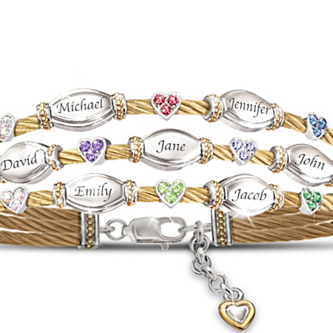 Strength Of Family Name-Engraved Crystal Birthstone Bracelet Strength Of Family Name-Engraved Crystal Birthstone Bracelet