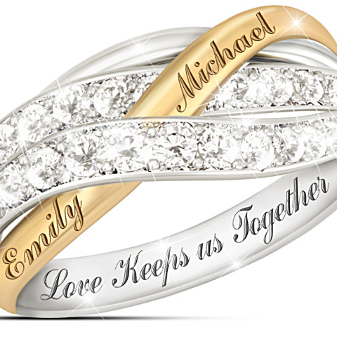 Together In Love Diamond Ring With Your Names Engraved Together In Love Diamond Ring With Your Names Engraved