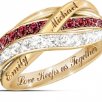 Together In Love Red And White Diamond Ring With 2 Names
