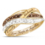 Together In Love Mocha And White Diamond Ring With 2 Names