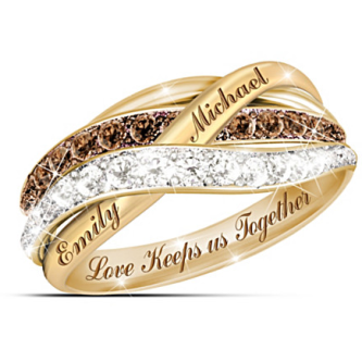 Together In Love Mocha And White Diamond Ring With 2 Names Together In Love Mocha And White Diamond Ring With 2 Names