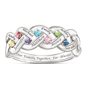 Ensemble pour toujours gravé bague de famille de Pierre de naissance Ensemble pour toujours gravé bague de famille de Pierre de naissance