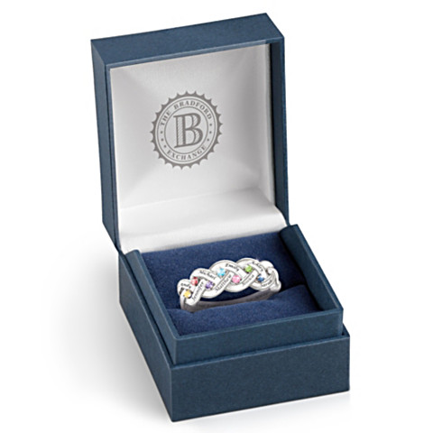 Ensemble pour toujours gravé bague de famille de Pierre de naissance Ensemble pour toujours gravé bague de famille de Pierre de naissance
