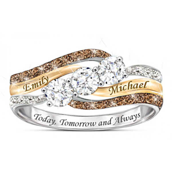 Romantic Women's Diamond & Topaz Ring
