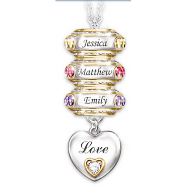 Personalized Birthstone Roundel Pendant With Up To 6 Names
