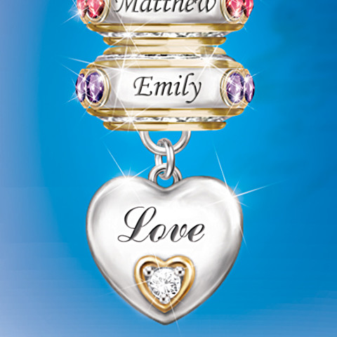 Personalized Birthstone Roundel Pendant With Up To 6 Names Personalized Birthstone Roundel Pendant With Up To 6 Names