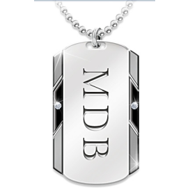 Personalized Dog Tag Pendant For Son With Two Diamonds Personalized Dog Tag Pendant For Son With Two Diamonds