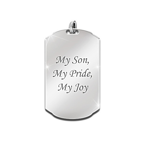 Personalized Dog Tag Pendant For Son With Two Diamonds Personalized Dog Tag Pendant For Son With Two Diamonds