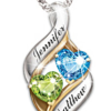 Personalized Birthstone Pendant With Heart-Shaped Stones Personalized Birthstone Pendant With Heart-Shaped Stones