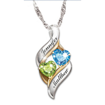 Personalized Birthstone Pendant With Heart-Shaped Stones Personalized Birthstone Pendant With Heart-Shaped Stones