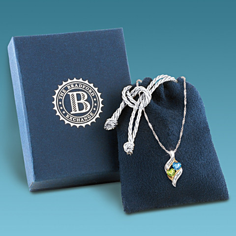 Personalized Birthstone Pendant With Heart-Shaped Stones Personalized Birthstone Pendant With Heart-Shaped Stones