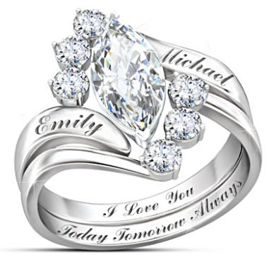Love Completes Us Personalized White Topaz Stacking Ring Love Completes Us Personalized White Topaz Stacking Ring