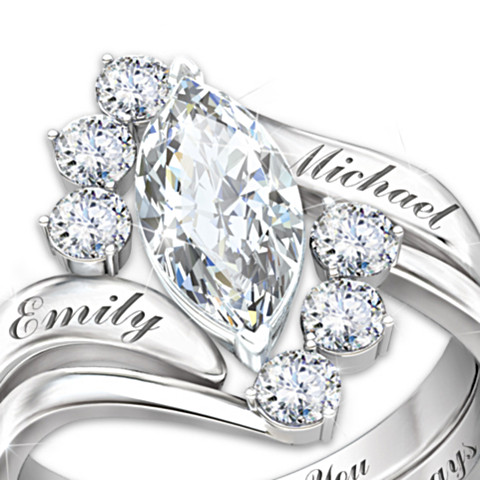 Love Completes Us Personalized White Topaz Stacking Ring Love Completes Us Personalized White Topaz Stacking Ring