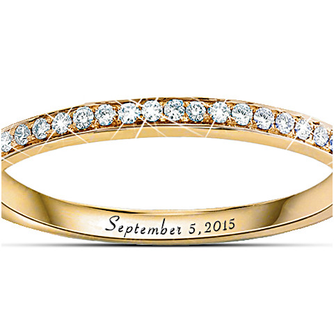 Golden Custom Engraved Diamond Bridal Ring Set Golden Custom Engraved Diamond Bridal Ring Set