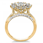 Golden Custom Engraved Diamond Bridal Ring Set