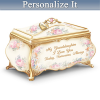 Granddaughter Porcelain Music Box With Name-Engraved Charm Granddaughter Porcelain Music Box With Name-Engraved Charm