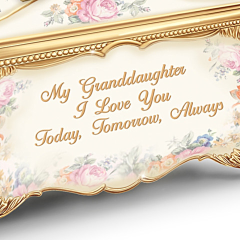 Granddaughter Porcelain Music Box With Name-Engraved Charm Granddaughter Porcelain Music Box With Name-Engraved Charm