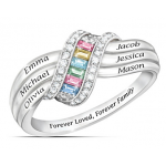 Forever Family Engraved Personalized Birthstone Ring