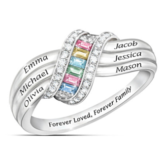 Forever Family Engraved Personalized Birthstone Ring Forever Family Engraved Personalized Birthstone Ring