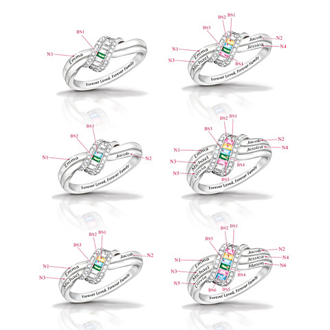 Forever Family Engraved Personalized Birthstone Ring Forever Family Engraved Personalized Birthstone Ring