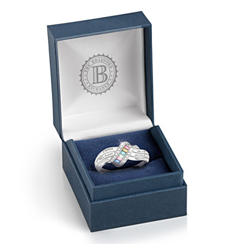 Forever Family Engraved Personalized Birthstone Ring Forever Family Engraved Personalized Birthstone Ring