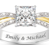 Tous nos amour personnalisé topaze blanche bague avec 2 noms Tous nos amour personnalisé topaze blanche bague avec 2 noms