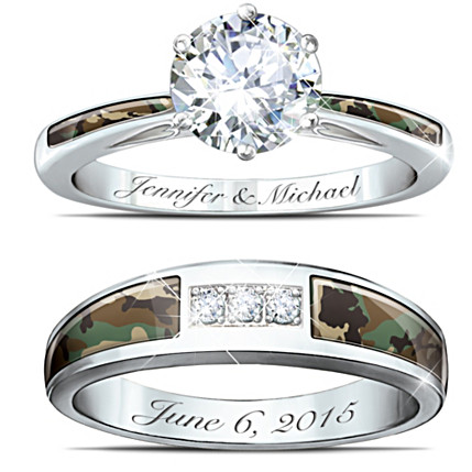 Camo His And Hers Personalized Diamonesk Wedding Ring Set Camo His And Hers Personalized Diamonesk Wedding Ring Set
