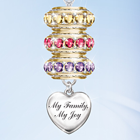 Personalized Birthstone Roundel Pendant With Up To 6 Names Personalized Birthstone Roundel Pendant With Up To 6 Names