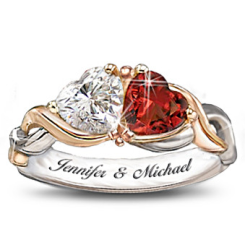 Deux coeurs, un amour personnalisé bague Deux coeurs, un amour personnalisé bague
