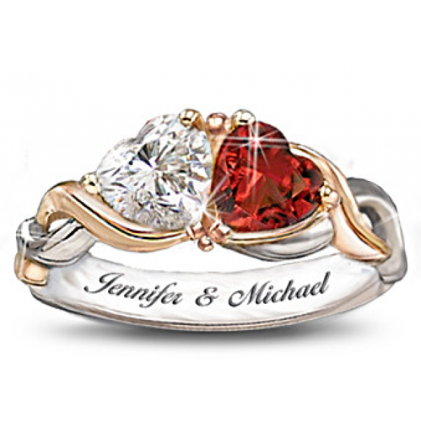 Two Hearts, One Love Personalized Ring
