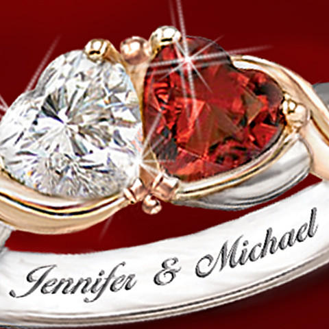 Deux coeurs, un amour personnalisé bague Deux coeurs, un amour personnalisé bague