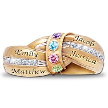 A Mother's Embrace Engraved Personalized Birthstone Ring A Mother's Embrace Engraved Personalized Birthstone Ring