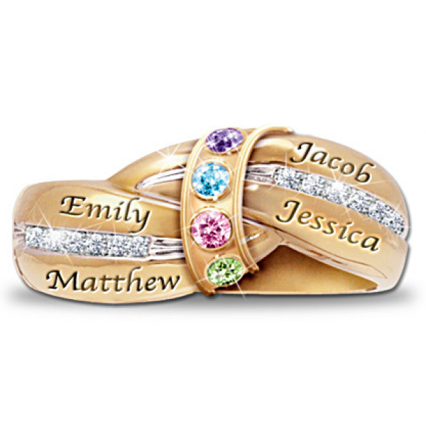 A Mother's Embrace Engraved Personalized Birthstone Ring