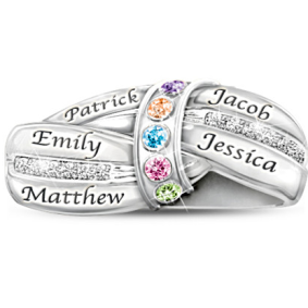 A Mother's Embrace Engraved Personalized Birthstone Ring A Mother's Embrace Engraved Personalized Birthstone Ring