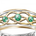 Unity Of Love Personalized Emerald Celtic Knot Ring