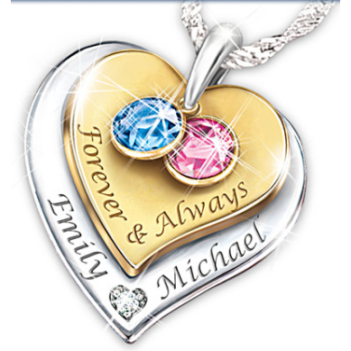 Forever & toujours gravé collier Pierre de naissance couples Forever & toujours gravé collier Pierre de naissance couples