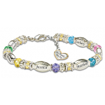 Personalized Bracelet With Family Birthstones And Names