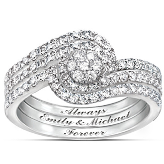 Personnalisé l’histoire de notre amour bague en diamant 3 bandes Personnalisé l’histoire de notre amour bague en diamant 3 bandes