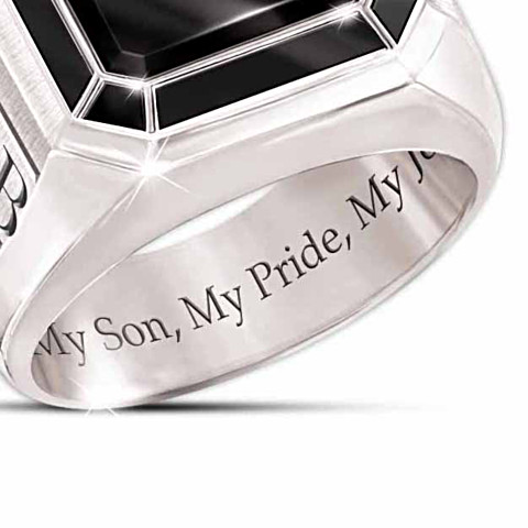 My Son, My Pride, My Joy Monogrammed Black Onyx Ring My Son, My Pride, My Joy Monogrammed Black Onyx Ring