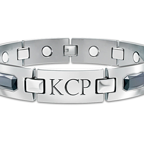 Optimum Men's Titanium Magnetic Monogrammed Bracelet Optimum Men's Titanium Magnetic Monogrammed Bracelet