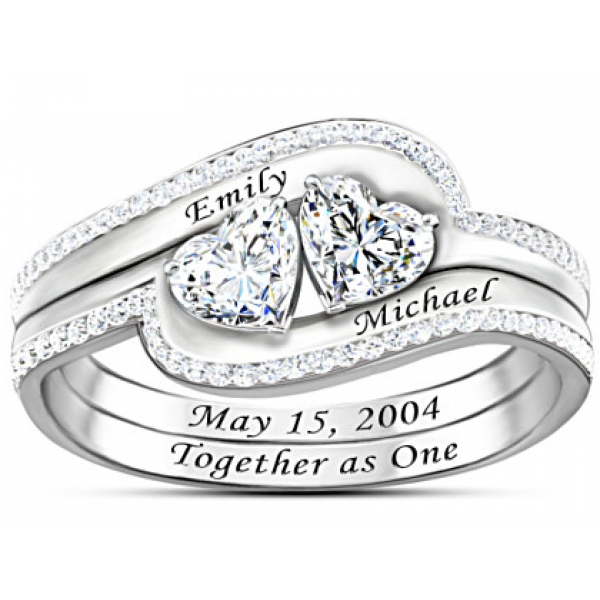Personalized Together As One White Topaz Ring